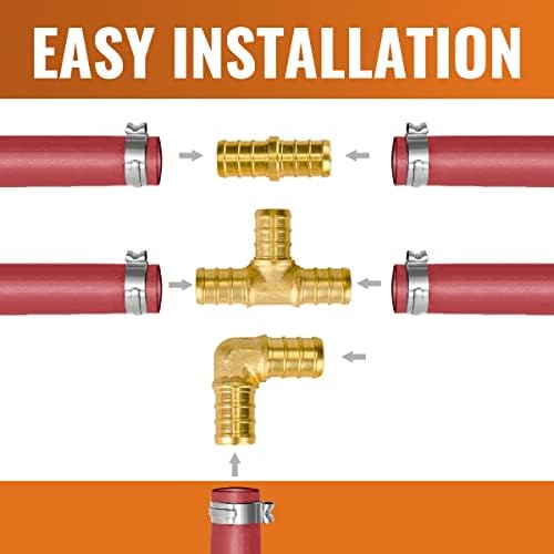 SUNGATOR 30-Pack 1/2 Inch PEX Fittings Kit, 10 Each Elbow Tee Coupling