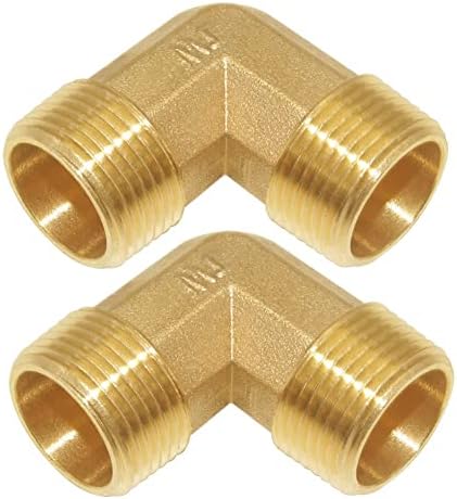 Joywayus 90-Degree Male Elbow Pipe Fitting Forged Brass 90 Degree Right Angle 3/4"NPT Male x 3/4"NPT Male (Pack of 2)