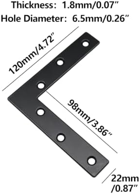 Flat Bracket Repair Corner Brace,6 PCS,L-Shape 4.72x4.72x0.87
