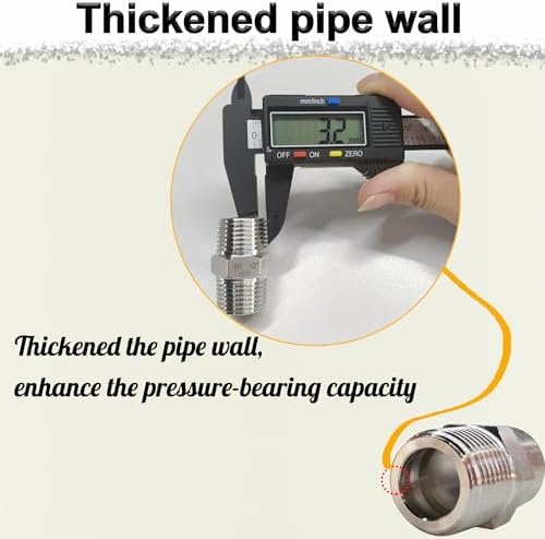 1/2" NPT Male Hex Nipple Pipe Fittings, 304 Stainless Steel 1/2 inch Threaded Pipe Adapter Fittings Equal Nipples Connectors, 4pcs Male Straight Connector Pipe Fitting