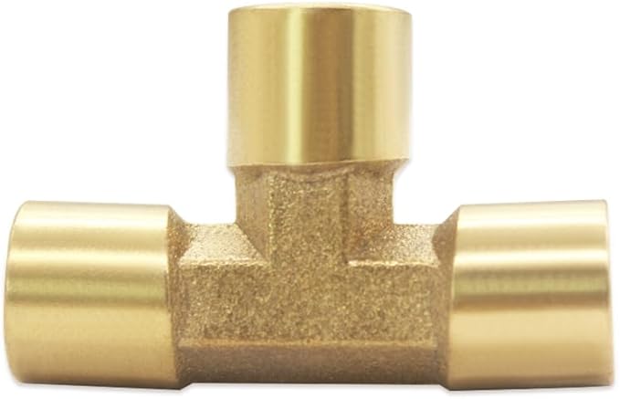 Hooshing Brass Tee Fitting 1/8" x 1/8" x 1/8" NPT Female Tee Adapter for Fuel Oil Gas Plumbing