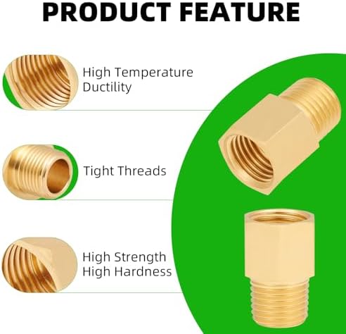 Brass Pipe Fitting,1/4 Inch NPT Male to 1/4 Inch NPT Female Brass Pipe Hose Tube Fitting 1/4'' Male NPT to 1/4'' Female NPT Reducer Adapter 5pcs (1/4 npt male x 1/4 npt female)