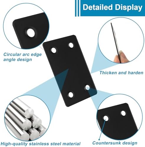 50PCS Flat Straight Brace Brackets, 3.15" Stainless Steel Joining Brackets