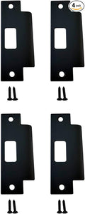 QCAA Stainless Steel Extended Replacement Lock Strike Plate, Round Corner, 4-7/8" for Deadbolt, Matte Black, 4 Pack, Made in Taiwan