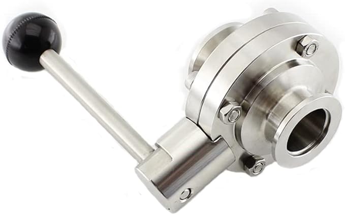 SHERICH KF40 Vacuum Butterfly Valve, Stainless Steel 304 Three-clamp Butterfly Valve with Handle and Silicone (KF40)
