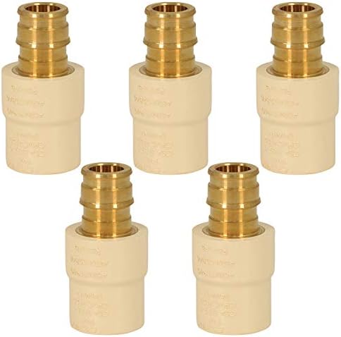 Midline Valve CSDQFG100-OM-5 1'' Expansion PEX x CPVC Adapter Pipe Fitting Brass (Pack Of 5), 1"-5 Pack