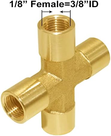 Joywayus 2PCS Brass 1/8" NPT Female 4-Way Pipe Fitting Adapter