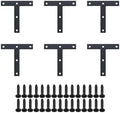 SAYAYO T Brace, 120x120mm (5" x 5") T Brackets Mending Plate Flat Repair Plates Joining Bracket Brace, Stainless Steel Matte Black, 6 Pcs