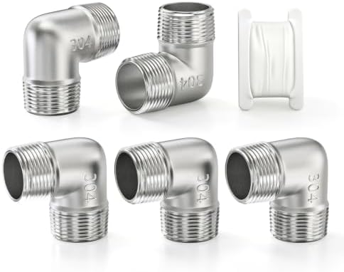 TAISHER 5PCS 304 Stainless Steel 90 Degree elbow,1" NPT Male × 1" NPT Male Thread Pipe Fitting