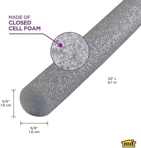 MD Building Foam Backer Rod, Gray, 20ft x 5/8in for Large Gaps