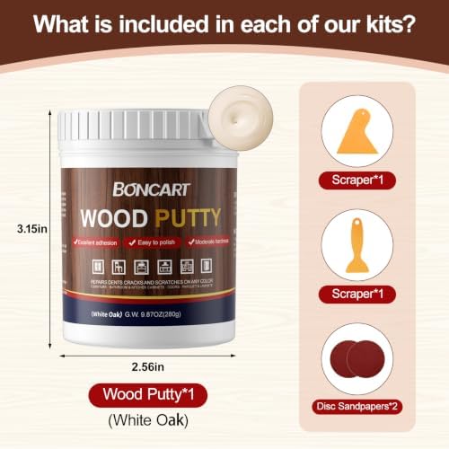 Boncart Wood Filler, 9.87 OZ White Oak Wood Putty