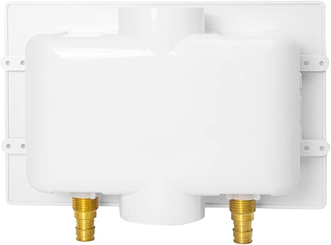 EFIELD Washing Machine Outlet Box, 1/2" Pex-A F1960 Expansion Fitting Connection x 3/4" MHT Connection With Stainless Steel Water Hammer Arrestor, Center Drain,(WM025)