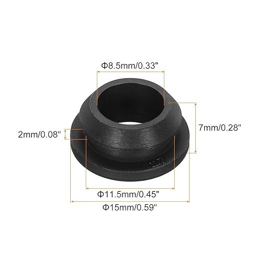 MECCANIXITY 20Pcs Snap Rubber Grommet Plug Mount Dia 11.5mm ID 8.5mm Narrow Groove Width 2mm Seal Anti-Scratch for Electrical Box Cable Pipes Black