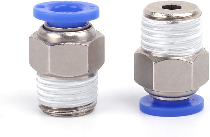 SNS 1/4"Tube OD x 1/4 NPT Male Straight Nickel Plated Brass Push to Connect Pneumatic Fittings（10 PCS） SPC1/4-02NPTBE