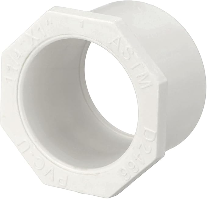 1Pcs 3/4"x1/2" PVC Reducer Bushing Fitting, SCH40 (Spigot x Socket) Furniture Grade PVC Pipe Fitting, Reducer Bush Adapter for Home Sewer Plumbing, Industrial, Pipe Connection
