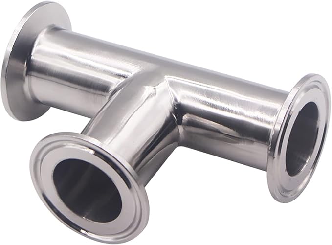 DERNORD 2 Pack Clamp Tee 3 Way Stainless Steel 304 Sanitary Fitting Fits 1.5" Tri-clamp, 38mm Pipe OD