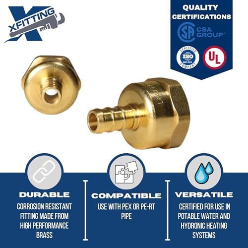 2 Pack XFITTING 3/8 inch Pex x 1/2 inch Female Adapter, Barb Crimp FNPT
