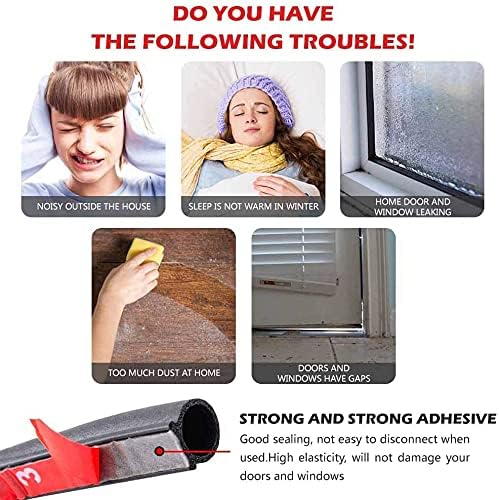 19.7 Feet Long Weather Stripping Seal Strip for Doors/Windows, Self-Adhesive Backing Seals Large Gap (from 5/16 inch to 11/20 inch) Seal Strip