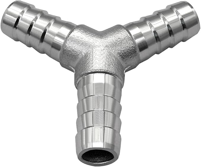 2Pcs Stainless Steel 5/8" x 5/8" x 5/8" Hose Barb Fittings, 3 Way Y Shape Fitting with Clamps for Fuel, Air and Gas