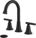 Bathroom Faucets for Sink 3 Hole, Hurran Oil Rubbed Bronze Bathroom Sink Faucet with Pop-up Drain and Supply Lines, Stainless Steel Lead-Free Widespread Faucet for Vanity RV Farmhouse