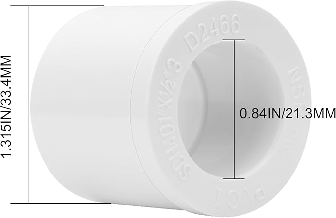 10Pack 1"x 1/2" PVC DWV Reducing Bush Adapter Pipe Fitting SCH40 PVC Reducer Bushing (Socket x Socket) PVC Pipe Reducing Bushing Fitting for Home Sewer Plumbing