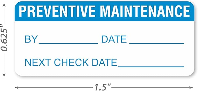 SmartSign Preventive Maintenance Labels in Dispenser Box| Pack of 350, 0.625" x 1.5" Adhesive Vinyl Stickers, Made in USA