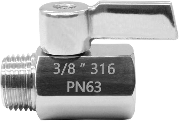 Beduan Mini Ball Valve Stainless Steel(316) 3/8" NPT Male x NPT Female Mini Ball Shutoff Valve(Pack of 2)