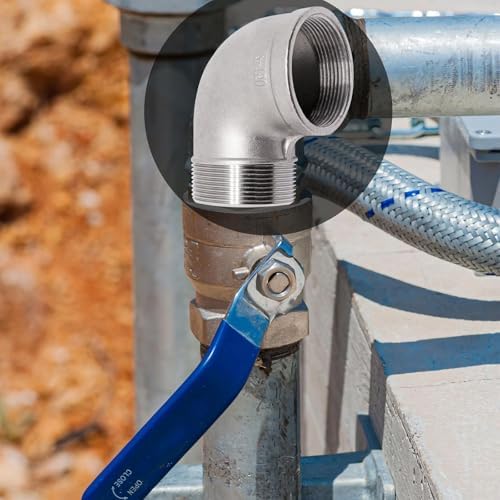 90 Degree Elbow Fittings 1PCS, 2" NPT Male X 2" NPT Female 304 Stainless Steel Pipe Fitting, Connector Coupler Apply to Outdoor Garden Industrial