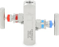 2 Valve Manifold 316 Stainless Steel 2 Way High Pressure Manifold Gas Distributor for Pressure Gauges and Pressure Transmitters from Rosemount, Siemens, Honeywell, E+H.