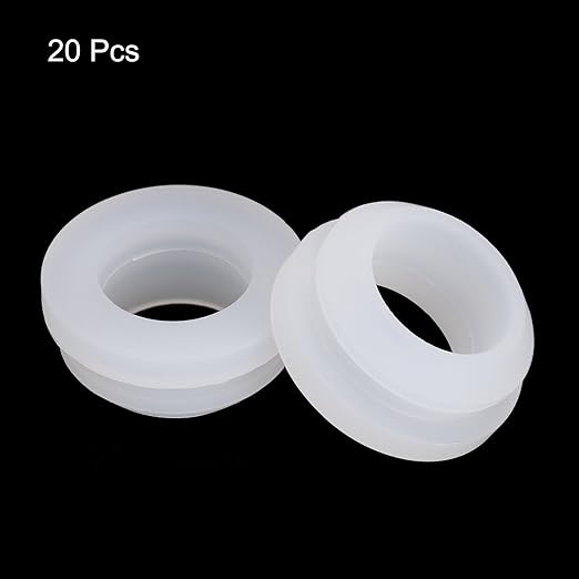 MECCANIXITY 20Pcs Snap Rubber Grommet Plug Mount Dia 15mm ID 11mm Narrow Groove Width 2mm Seal Anti-Scratch for Electrical Box Cable Pipes Transparent