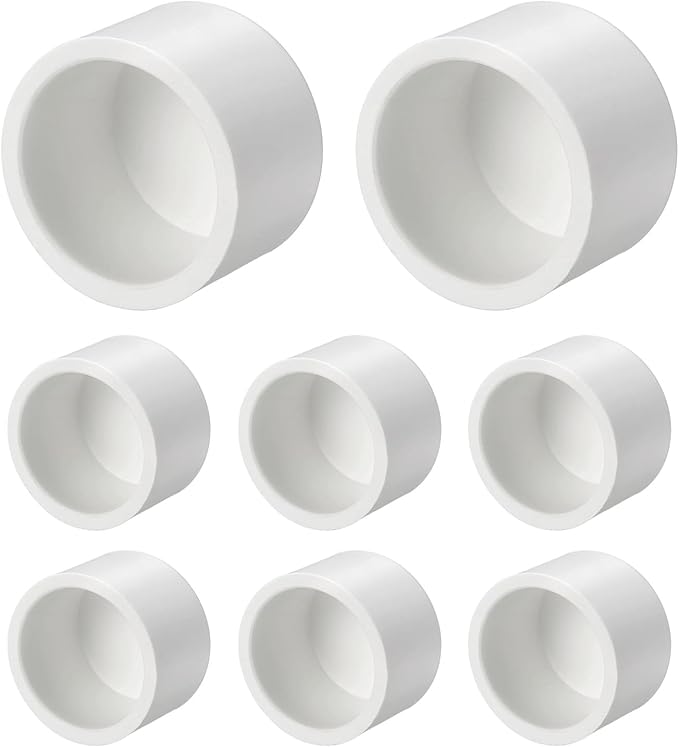 1Pcs 1 1/4" PVC External End Cap Fitting, SCH40 Furniture Grade PVC Pipe Plug Adapter, Pipe Cover Fittings for DIY Project, Irrigation System, Plumbing Framework, Garden Structures