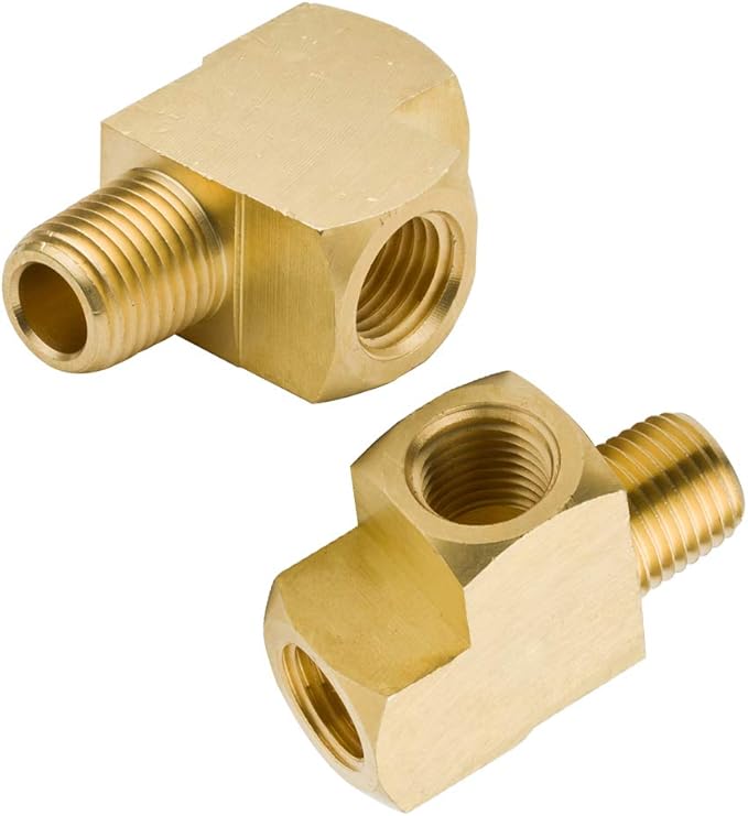Legines Brass Street Tee 1/8" NPT Female x 1/8" NPT Male x 1/8" NPT Female Pipe Fitting, Barstock Male Run Tee, Oil Pressure T fitting Splitter (Pack of 2)