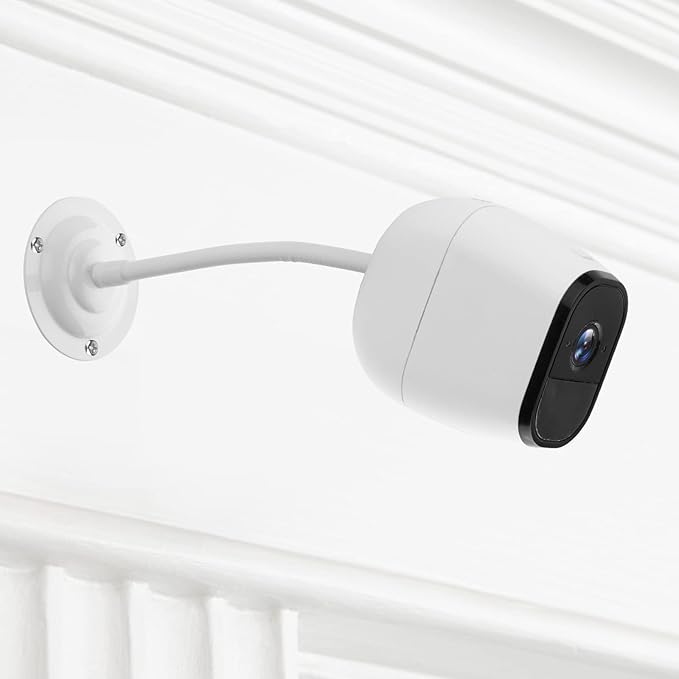 2 Pack Camera Flexible Wall Mount Holder Compatible with Arlo/Blink/Reolink/Nest/Wyze/SimpliSafe Camera,Adjustment 8 inch Long Gooseneck Arm with Metal Base,1/4"-20 Threaded Screw,White