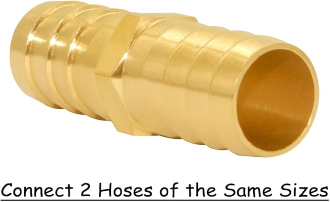 8PCS Brass 5/8"OD Barb Splicer Mender Hose Barb Fitting Straight 2-Way Union Garden Hose Repair Fittings for Water/Oil/Gas