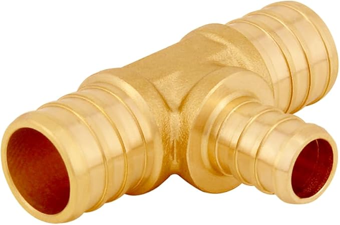 8PCS LF Brass 3/4 to 1/2 to 3/4 Inch PEX Tee Reducer 3 Way Coupling Barb Crimp Pipe Tube Fitting