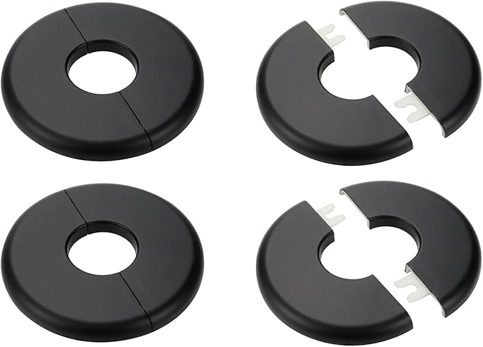 4 Pcs Wall Split Flange, ABS Round Self-Adhesive Escutcheon Plate Buckles Design for 1"/26mm Diameter Pipe