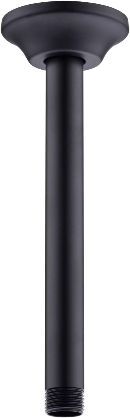 BESTILL 8 Inch Ceiling Mount Rain Shower Head Arm and Flange, Matte Black