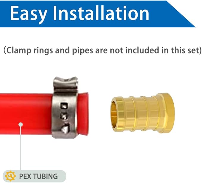 Hooshing 10PCS Pex Plugs 1/2 inch Pex Barb End Cap Brass Crimp Fittings