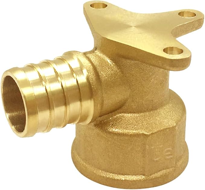 3PCS LF Brass 1/2 Inch PEX Barb to 3/4 NPT Female with Drop Ear 90 Degree Elbow Coupling Pipe Crimp Fitting