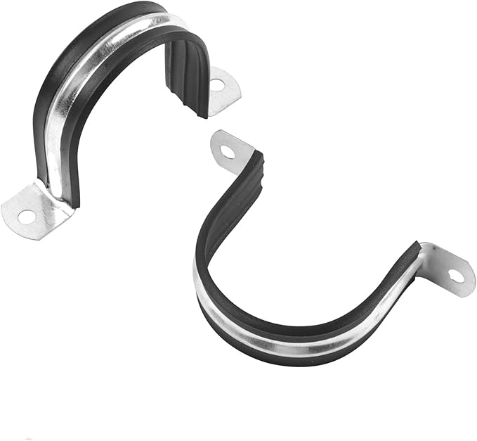 1-1/4 Inch Reinforced Rigid Pipe Strap, 2 Holes U Bracket Cable Clamp Hanger, Rubber Cushioned Insulated Clamp, Conduits Strap Clamps for Pipe Fixing on Various Surfaces, 10 PCS(32 mm)