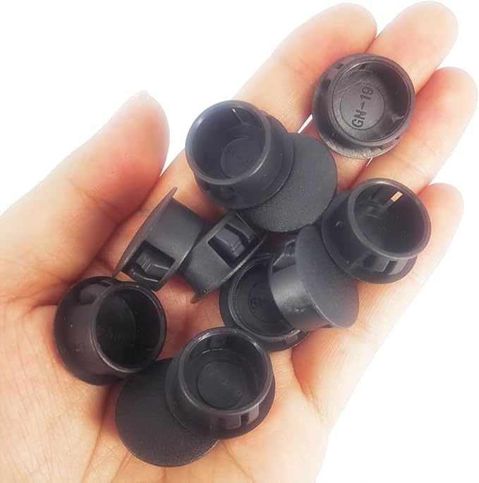 Hole Plugs 3/4" Plastic Flush Type Hole Plugs for Hole Snap in Locking Hole Tube Screw Caps Drilling Cover Plugs Fastener Covers for Kitchen Cabinet Furniture Black 30 Pack - Black