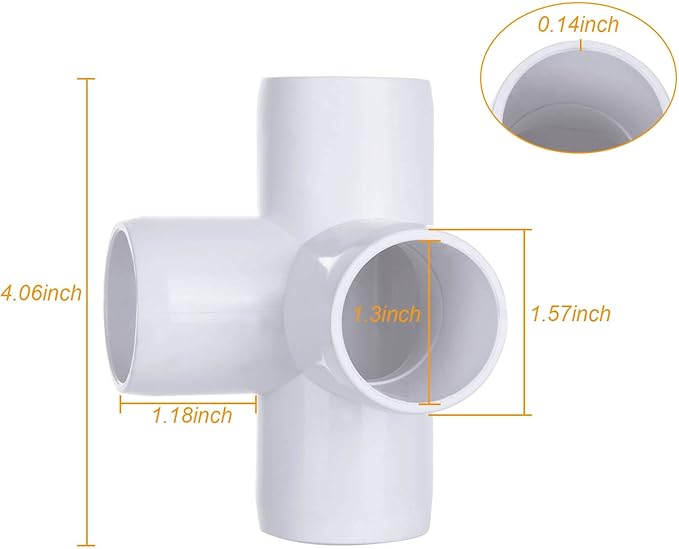 12 PCS 1 Inch PVC Fittings - 4 Way Pipe Fittings Tee Corner Connector Fitting, PVC Furniture Joint Corner Fitting for Building Furniture Greenhouse Shed Pipe Fittings Tent Connection