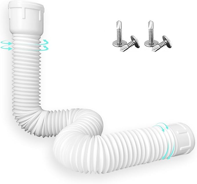 Roof Downspout Extension Pipe, Adjustable & Expandable Gutter Drain Pipe, PVC Anti-Clogging Rainwater Extension Hose for Roof Drainage（ROUND/WHITE)