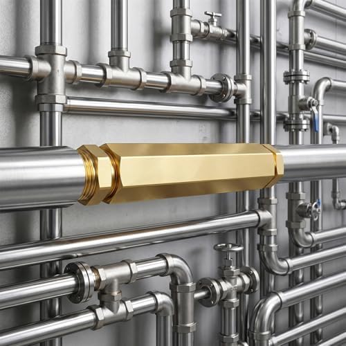 2PCS Brass Pipe Fitting, 1/8" NPT Male x 1/8" NPT Female Nipple, 6" Length for water/oil/air/fuel