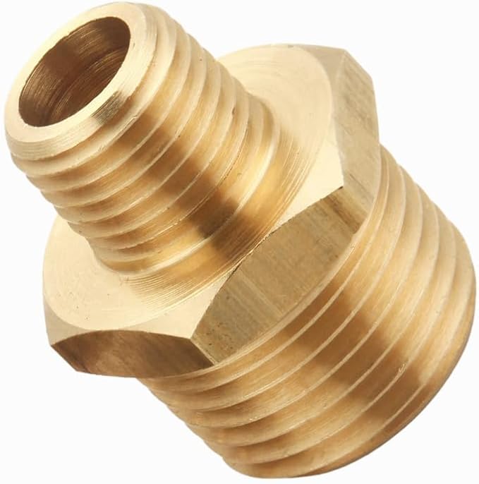 Brass Reducing Hex Nipple, 1/4 Inch NPT Male Pipe x 1/2 Inch NPT Male Pipe, Thread 0.5" OD to 0.75" OD, (4 Piece)
