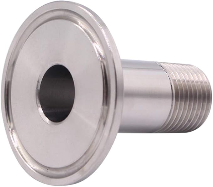 DERNORD 2 Pack Sanitary Male Threaded Pipe Fitting to TRI CLAMP with 2 Silicone Gaskets(OD 50.5mm Ferrule) (Pipe Size: 1/2" NPT)
