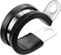 LOKMAN 12 Pack 3/8 Inch Stainless Steel Cable Clamp, Rubber Cushioned Insulated Clamp, Conduit Wire Holder Strap Clips for Tube, Pipe, Cord Installation