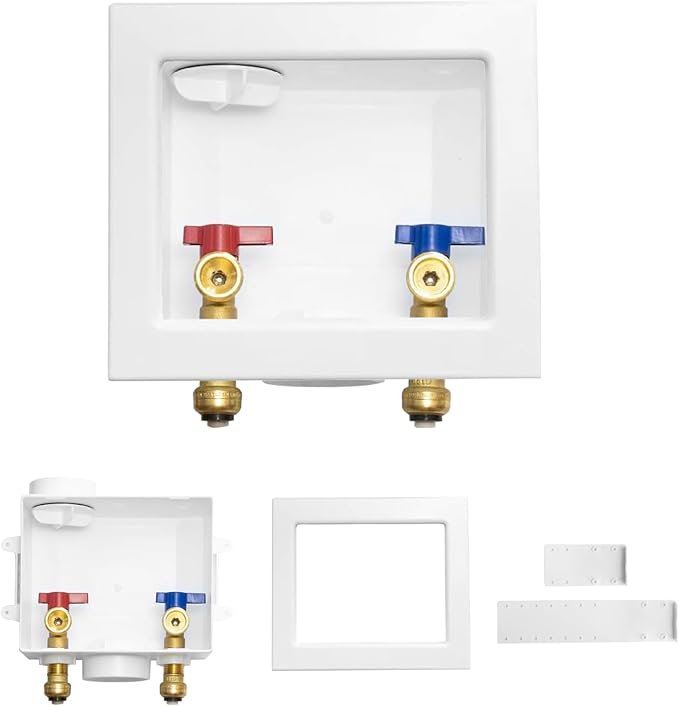 2-PACK GUOFIS Washing Machine Outlet Box, PEX Laundry Washer Box with Central and Side Drain Design(1/2"Push-fit Connection Inlet X 3/4"MHT Outlet)(WM005-2Pack)