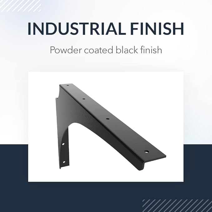 Iron Supports Universal Heavy-Duty Commercial Bracket - Industrial Support Brackets - Steel Mounting Bracket for Shelves, Vanities, Buffets, Desks (Matte Black - 18" Deep x 12" High, Right Hand)