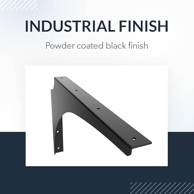 Iron Supports Universal Heavy-Duty Commercial Bracket - Industrial Support Brackets - Steel Mounting Bracket for Shelves, Vanities, Buffets, Desks (Matte Black - 21" Deep x 15" High, Right Hand)